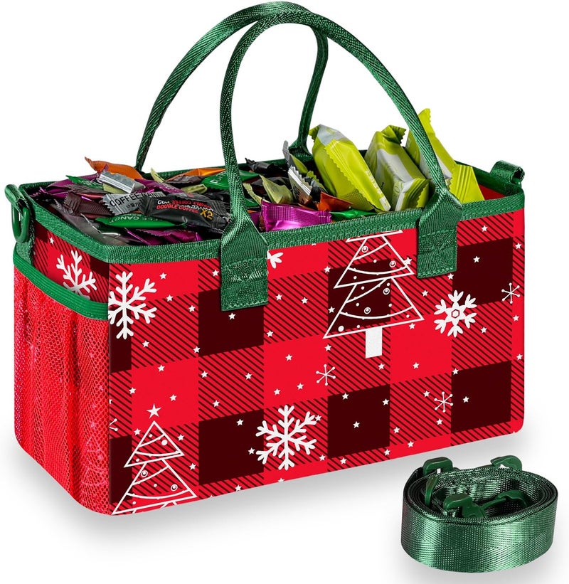 DOOHALO Small Merry Christmas Gift Carry Storage Tote Case with Handle Crossbody Reusable Presents Fabric Packing Bag - Image 3